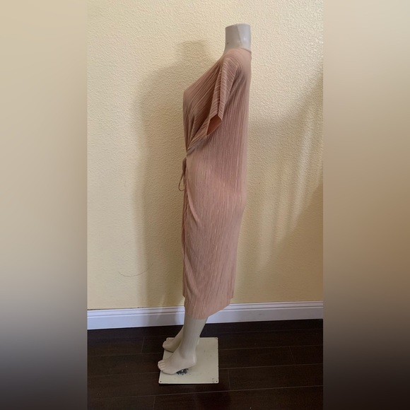 Zara W/B Collection Size Small Tan Color Sleeveless Micro Pleated Kaftan Dress - Picture 6 of 10